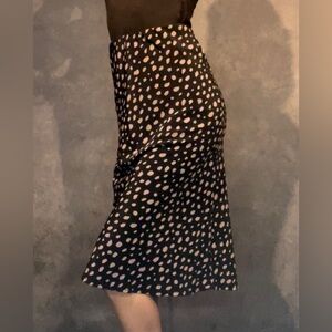 Final Touch Black + Tan Polkadot High Waisted Flare Skirt Made in USA Size Small